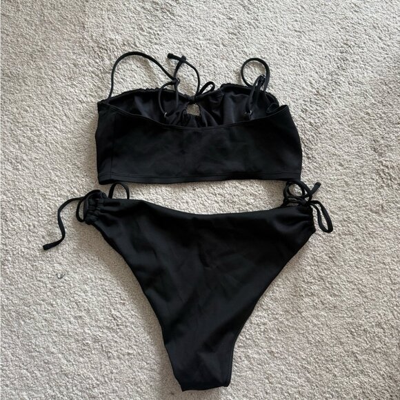 Oak + Fort Bustier Bikini Top and Bottoms with Side Ties - Picture 3 of 8